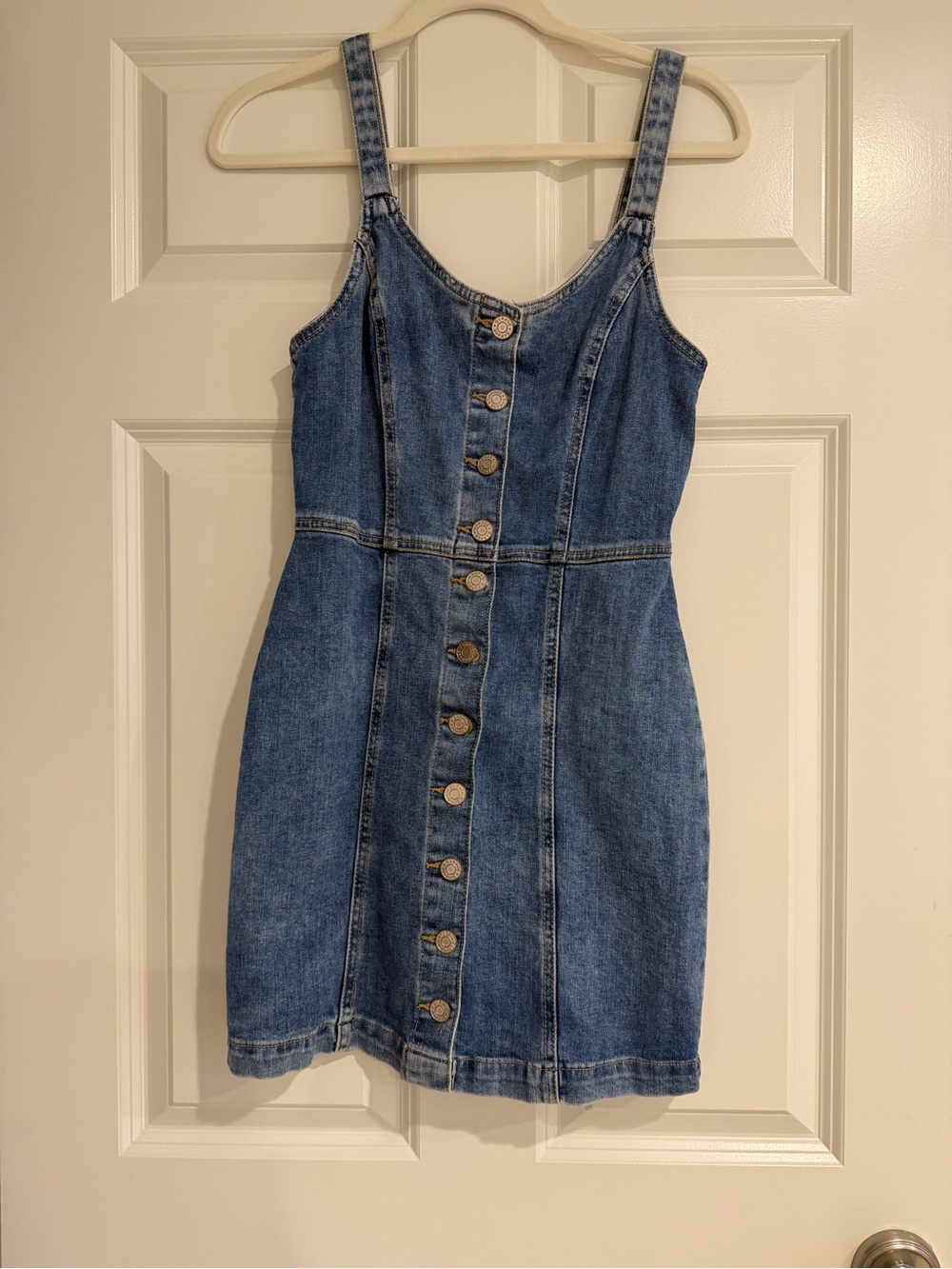 Garage Blue Denim Button-Front Mini Dress